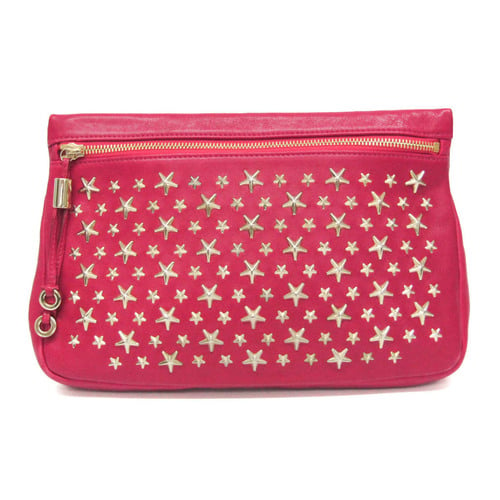 Jimmy Choo ZENA Women's Leather Studded Clutch Bag,Pouch Pink