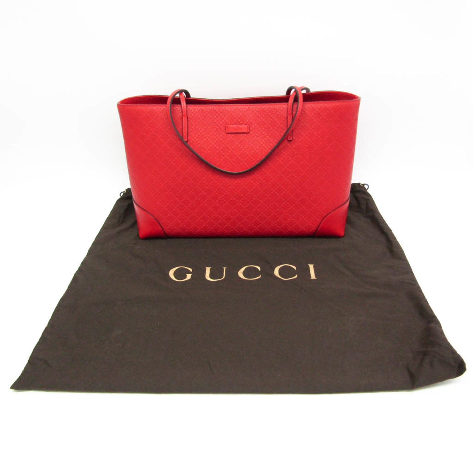 Gucci Diamante Lux 353397 Women's Leather Tote Bag Red Color