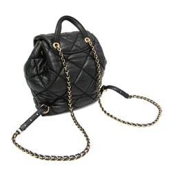 Salvatore Ferragamo Vara Quilted Chain Shoulder Bag ES-21 F007 Women's Leather Backpack Black