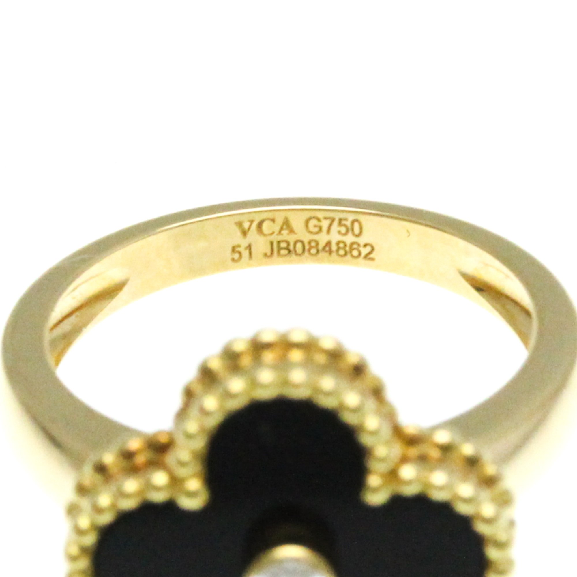 Van Cleef & Arpels Vintage Alhambra Yellow Gold (18K) Fashion Diamond,Onyx Band Ring Black,Gold