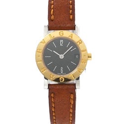 BVLGARI Combi BB23SGLD Date Ladies Watch Black K18YG Yellow Gold Quartz Tubogas