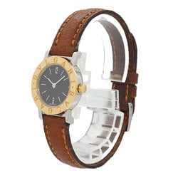 BVLGARI Combi BB23SGLD Date Ladies Watch Black K18YG Yellow Gold Quartz Tubogas