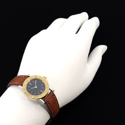 BVLGARI Combi BB23SGLD Date Ladies Watch Black K18YG Yellow Gold Quartz Tubogas