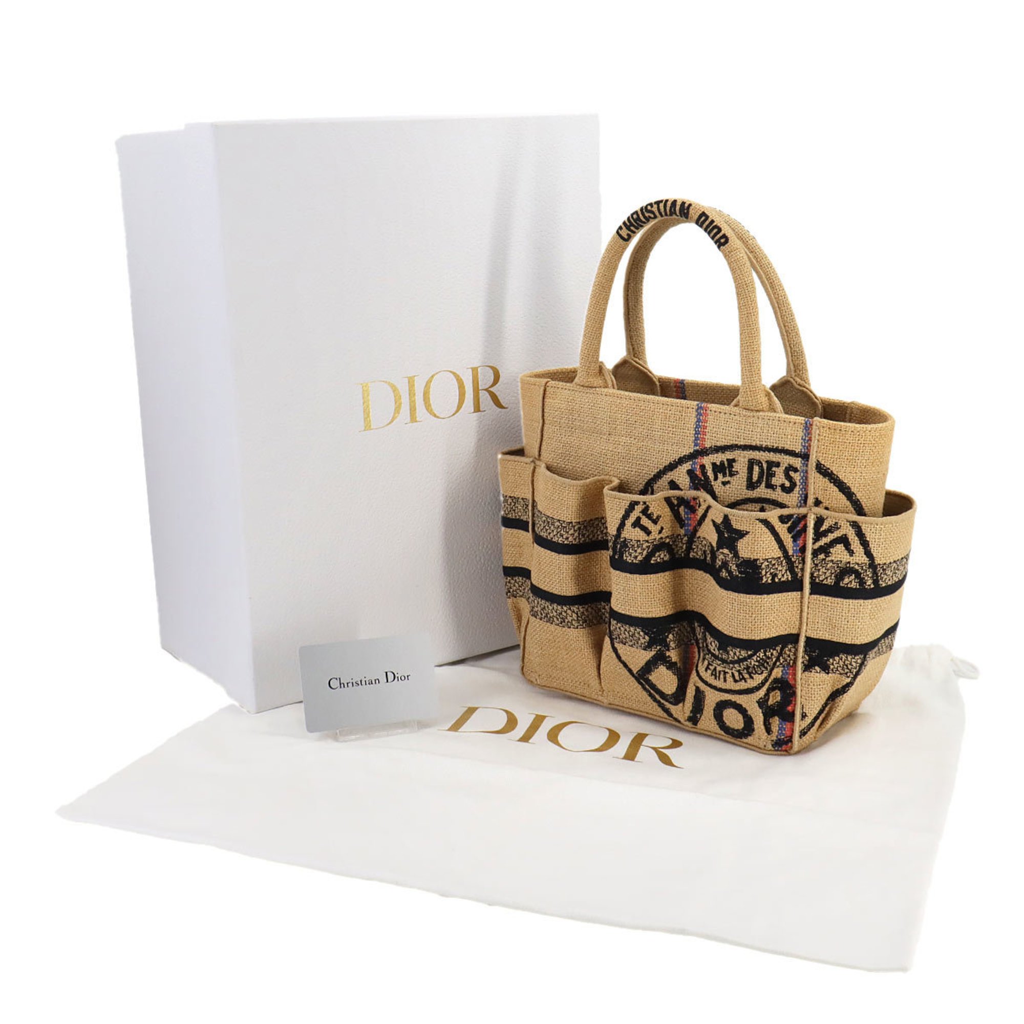 Christian Dior Catherine Tote Small Bag Jute Canvas Beige M1316ZRUW