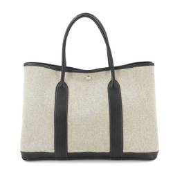 Hermes Garden Party PM Toile H Leather Beige Black U Stamp