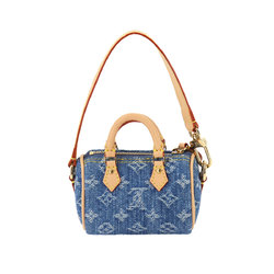 Louis Vuitton Monogram Denim Bag Charm Micro Speedy Keychain Blue M01701