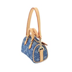 Louis Vuitton Monogram Denim Bag Charm Micro Speedy Keychain Blue M01701