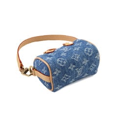 Louis Vuitton Monogram Denim Bag Charm Micro Speedy Keychain Blue M01701