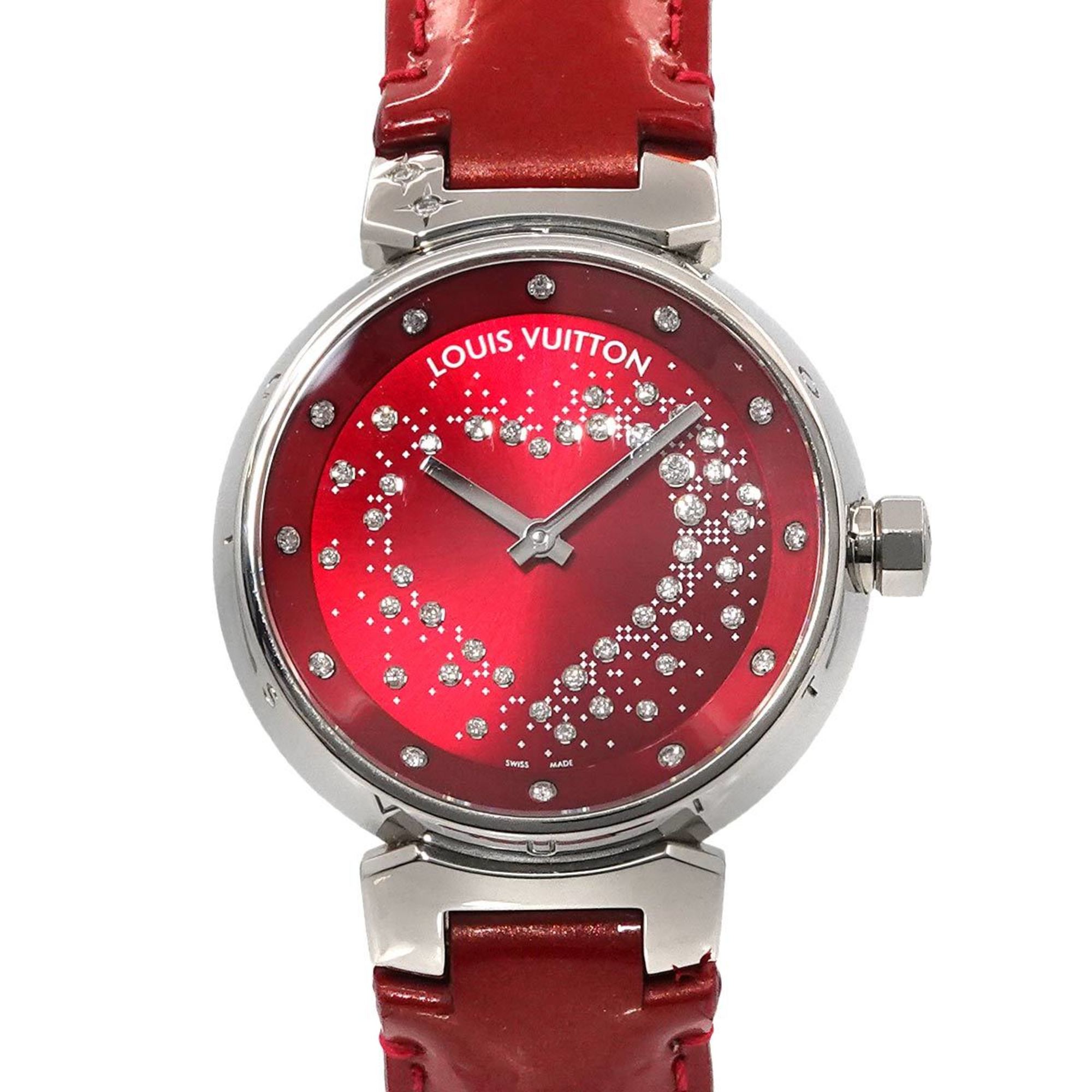 Louis Vuitton LOUIS VUITTON Tambour Attraction Heart Diamond Q13M2 Ladies Watch Red Quartz