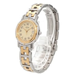 Hermes Clipper Combi CL4 220 Ladies Watch Date Ivory Quartz