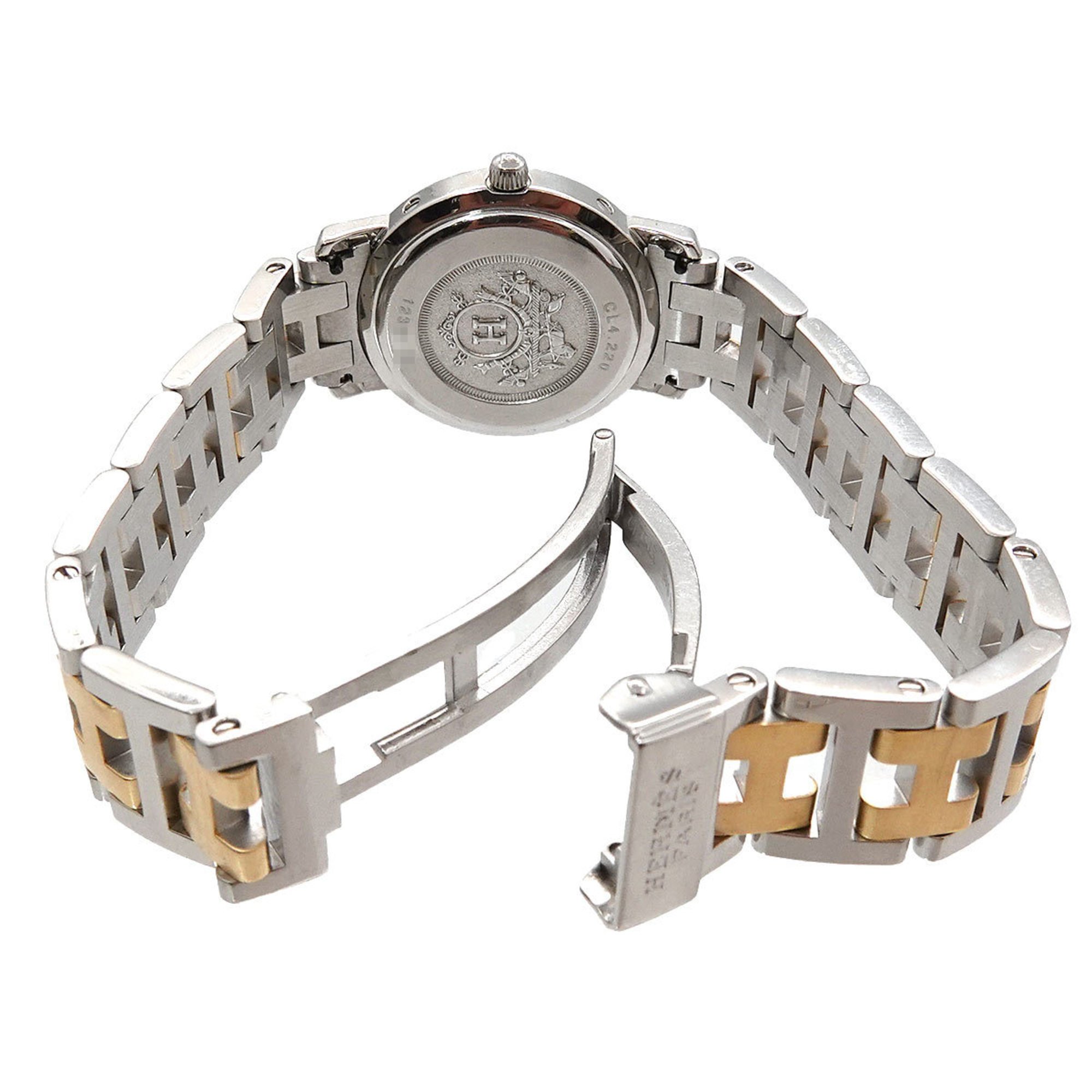 Hermes Clipper Combi CL4 220 Ladies Watch Date Ivory Quartz