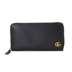 GUCCI GG Marmont Round Long Wallet Leather Black 428736 Gold Hardware