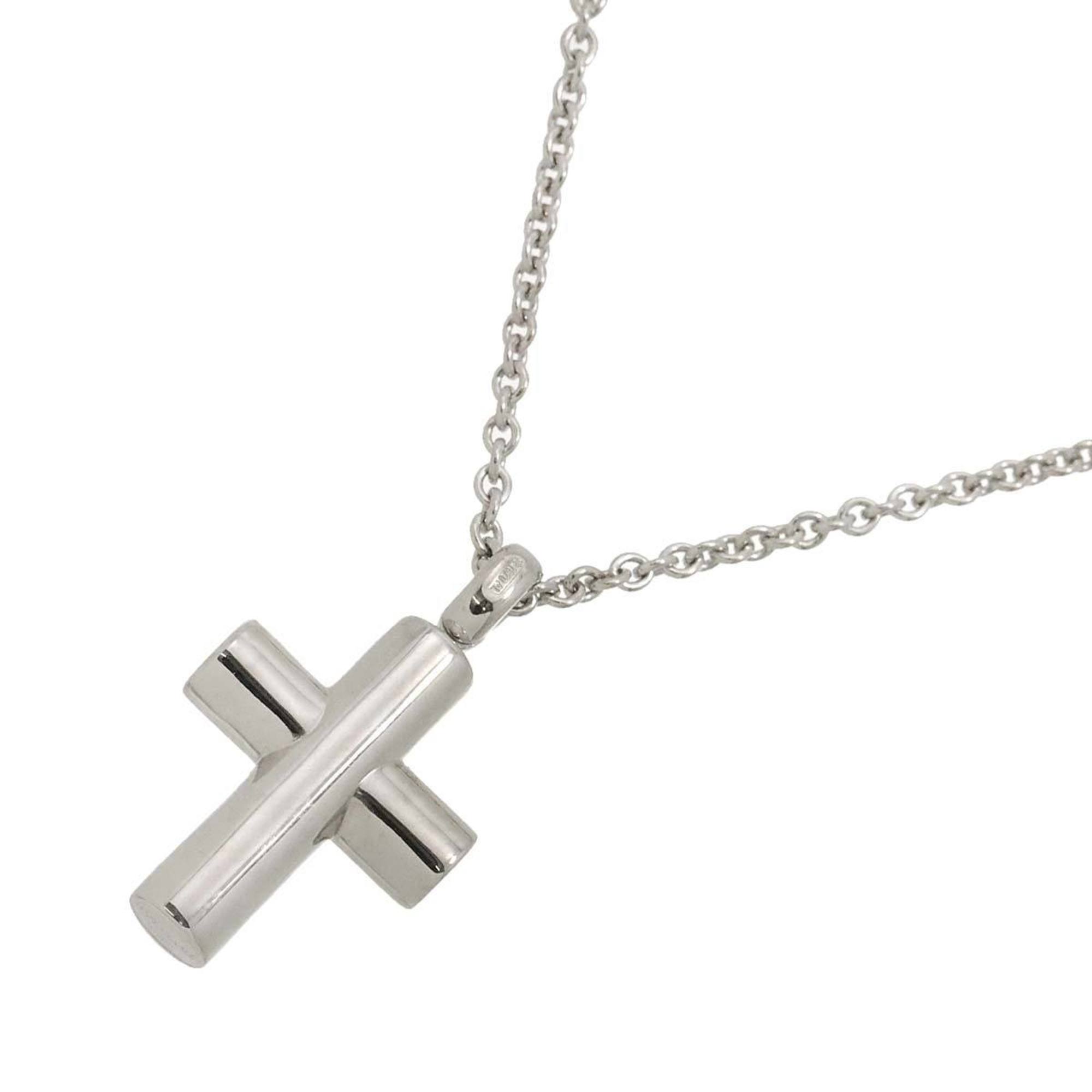 BVLGARI Latin Cross Necklace 40cm K18 WG White Gold 750