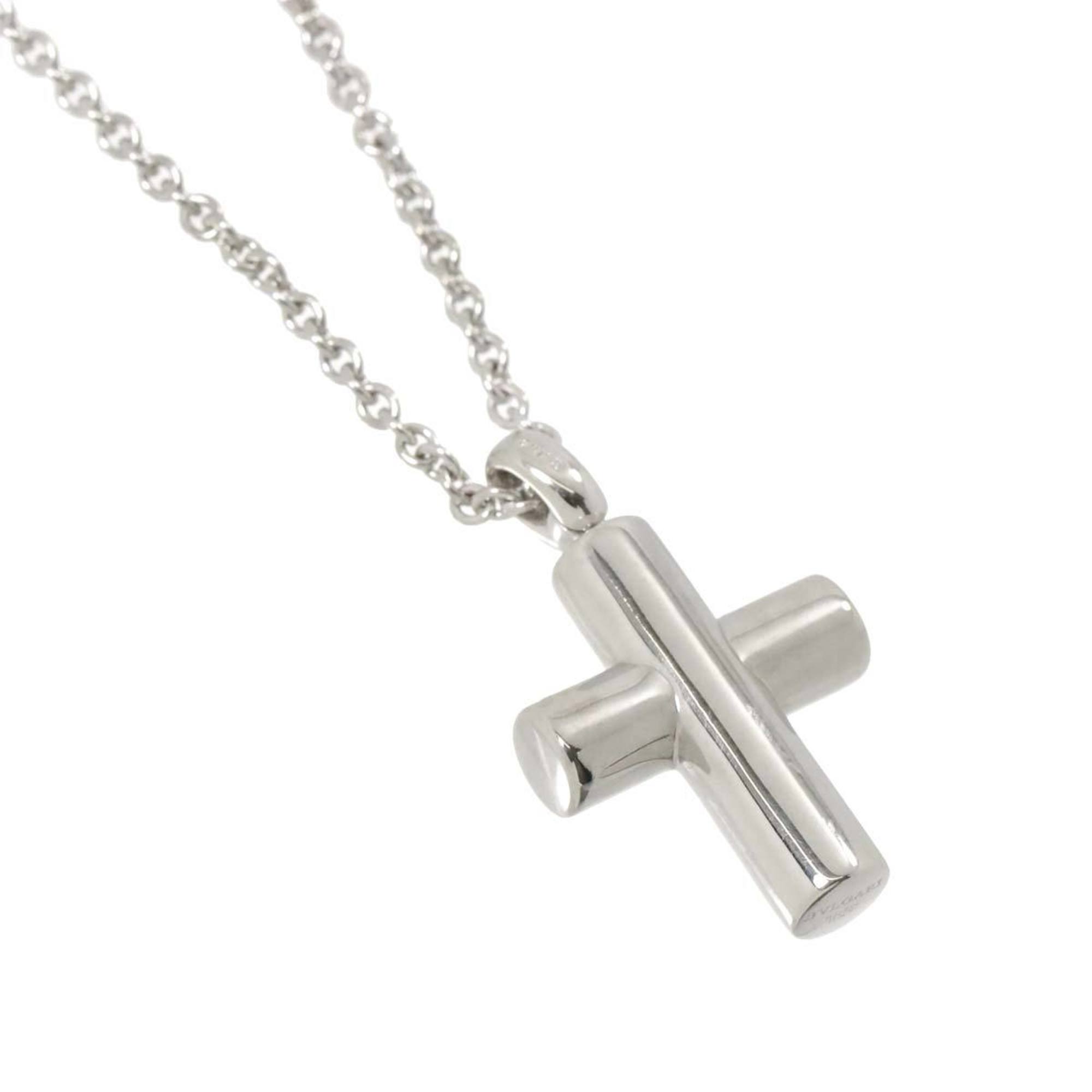 BVLGARI Latin Cross Necklace 40cm K18 WG White Gold 750