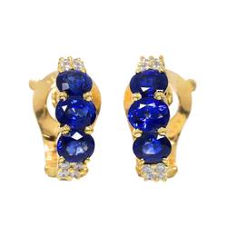 Van Cleef & Arpels Sapphire Diamond Earrings K18 YG 750 Yellow Gold Clip on