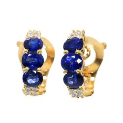 Van Cleef & Arpels Sapphire Diamond Earrings K18 YG 750 Yellow Gold Clip on