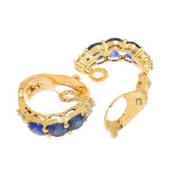 Van Cleef & Arpels Sapphire Diamond Earrings K18 YG 750 Yellow Gold Clip on