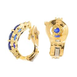 Van Cleef & Arpels Sapphire Diamond Earrings K18 YG 750 Yellow Gold Clip on