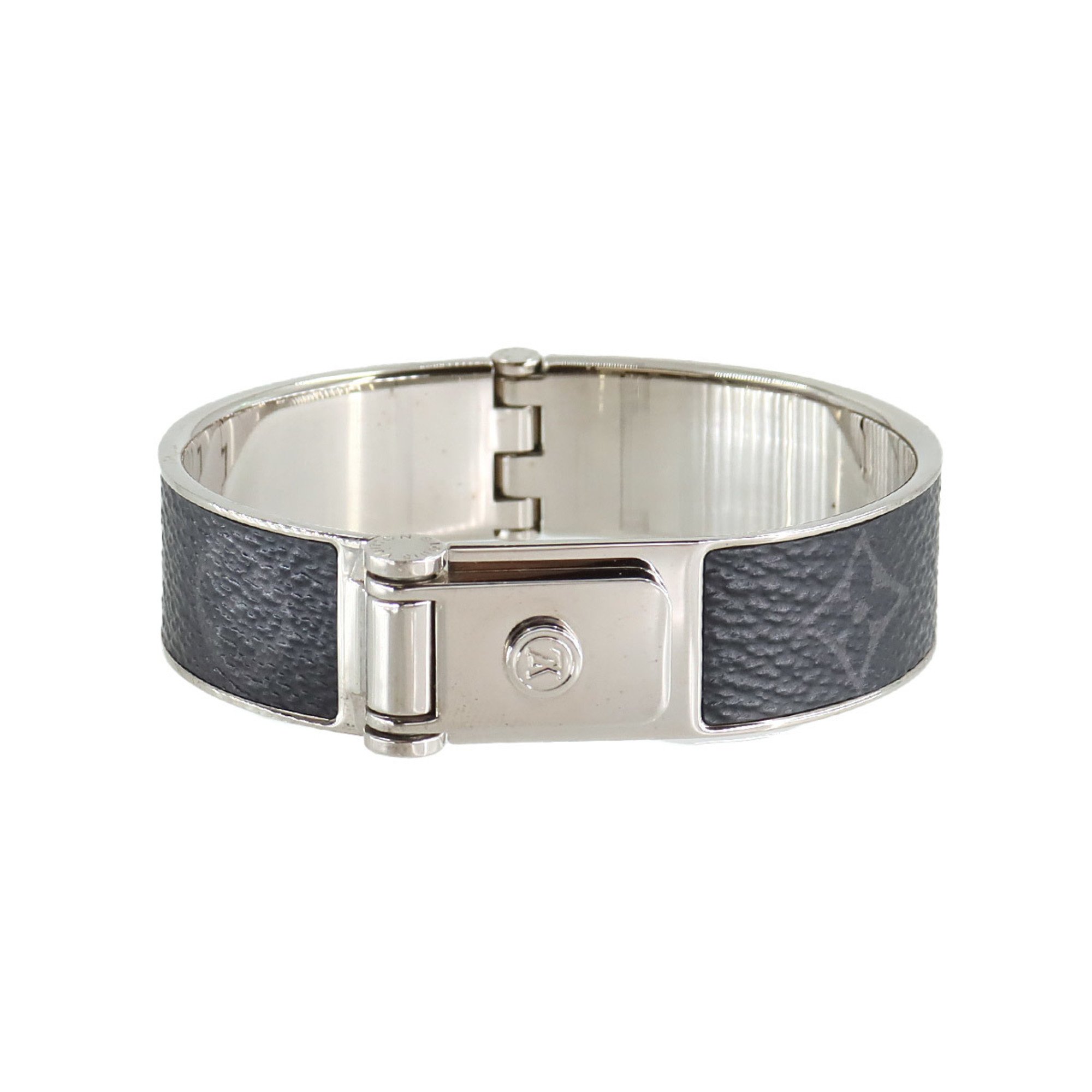 LOUIS VUITTON Monogram Eclipse Rigid Bracelet Black Silver M62591