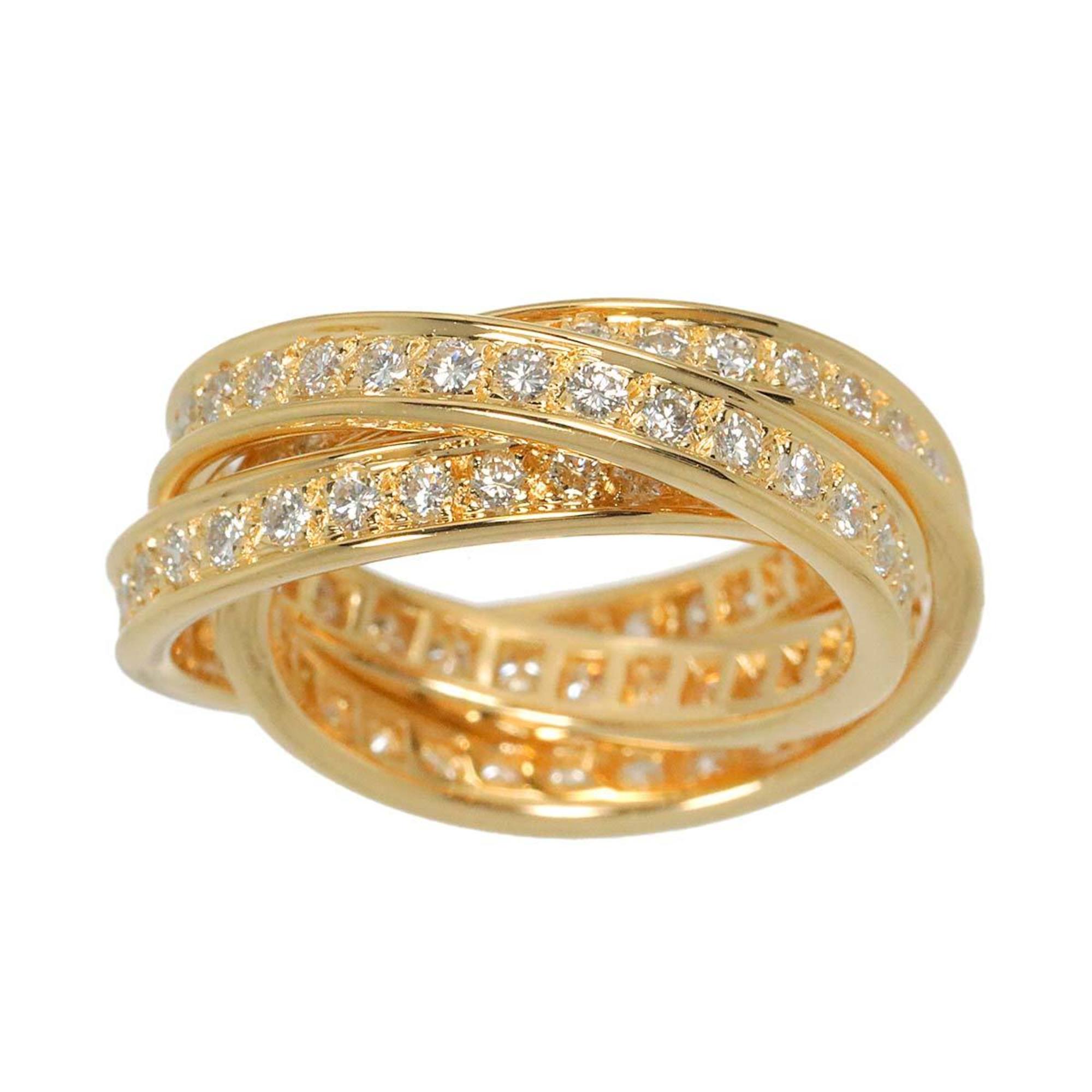 Cartier Three Bangles #50 Ring Diamond K18 YG Yellow Gold 750 3-Row Trinity