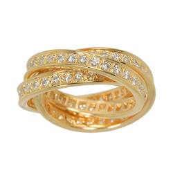 Cartier Three Bangles #50 Ring Diamond K18 YG Yellow Gold 750 3-Row Trinity