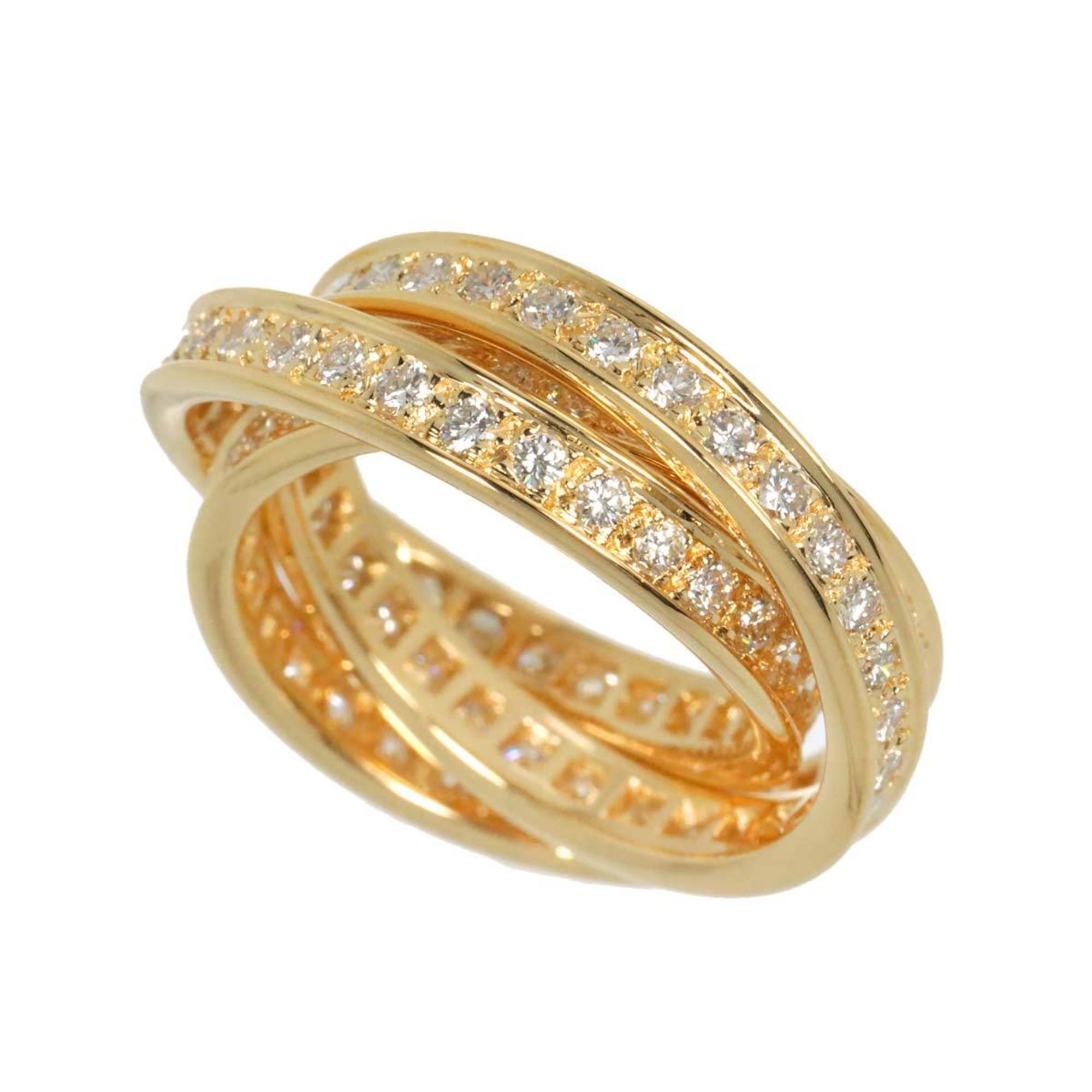 Cartier Three Bangles #50 Ring Diamond K18 YG Yellow Gold 750 3-Row Trinity