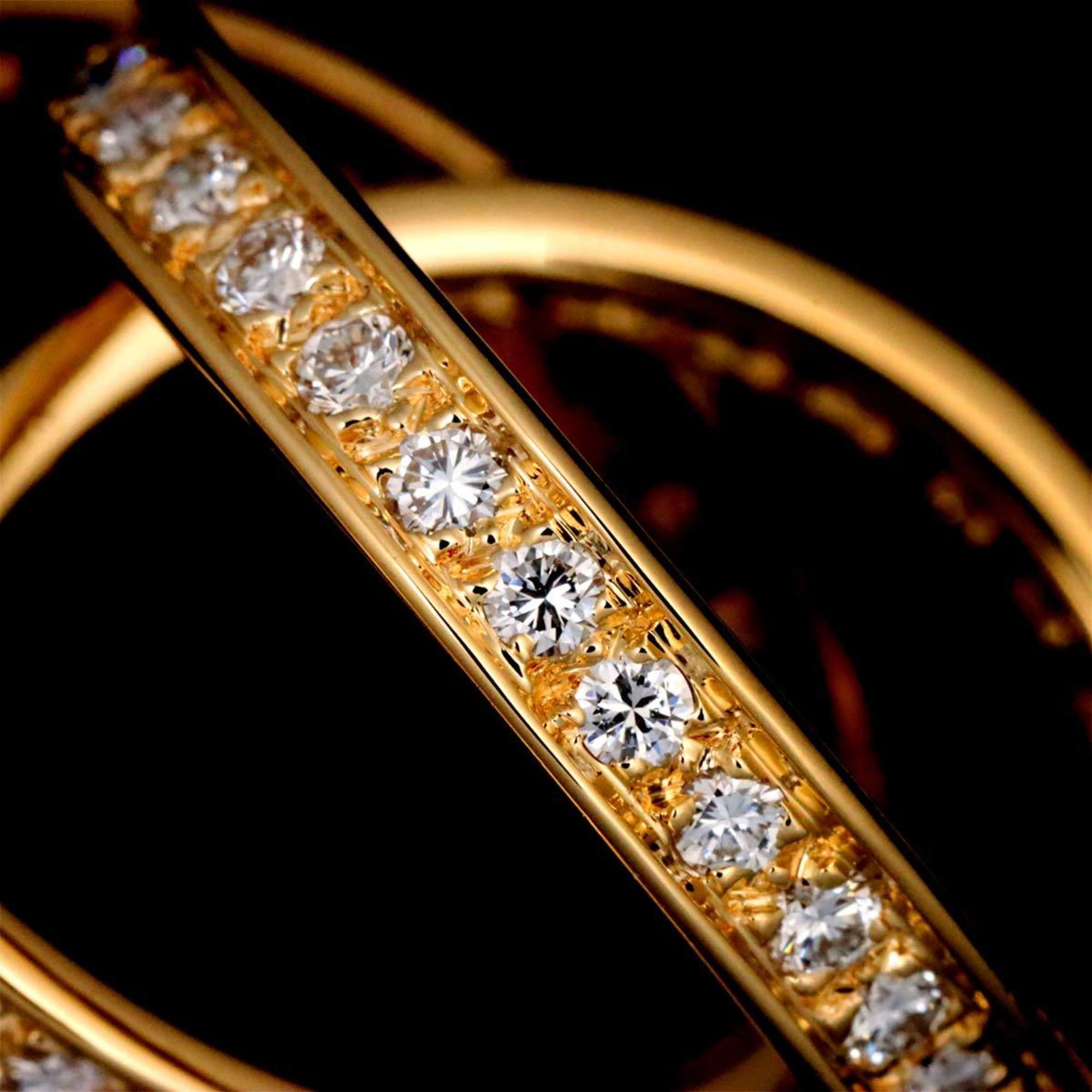 Cartier Three Bangles #50 Ring Diamond K18 YG Yellow Gold 750 3-Row Trinity