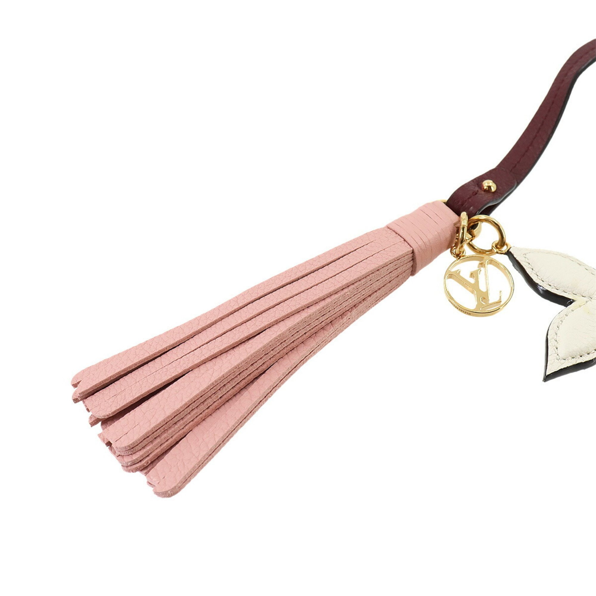 Louis Vuitton LOUIS VUITTON Bijou Sac Tassel Bag Charm Leather Pink Red White M80244 Gold Hardware