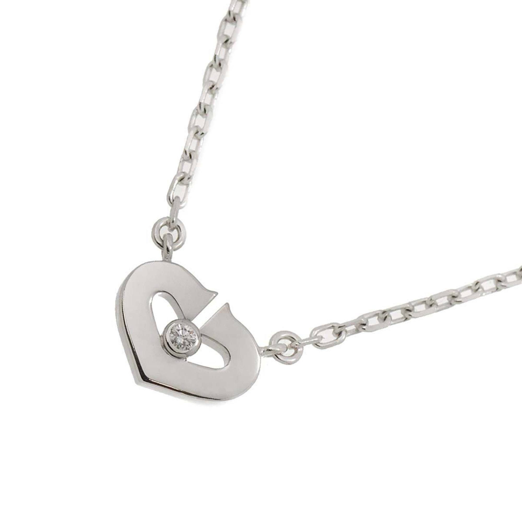 Cartier C Heart Diamond Necklace 40cm K18 WG White Gold 750