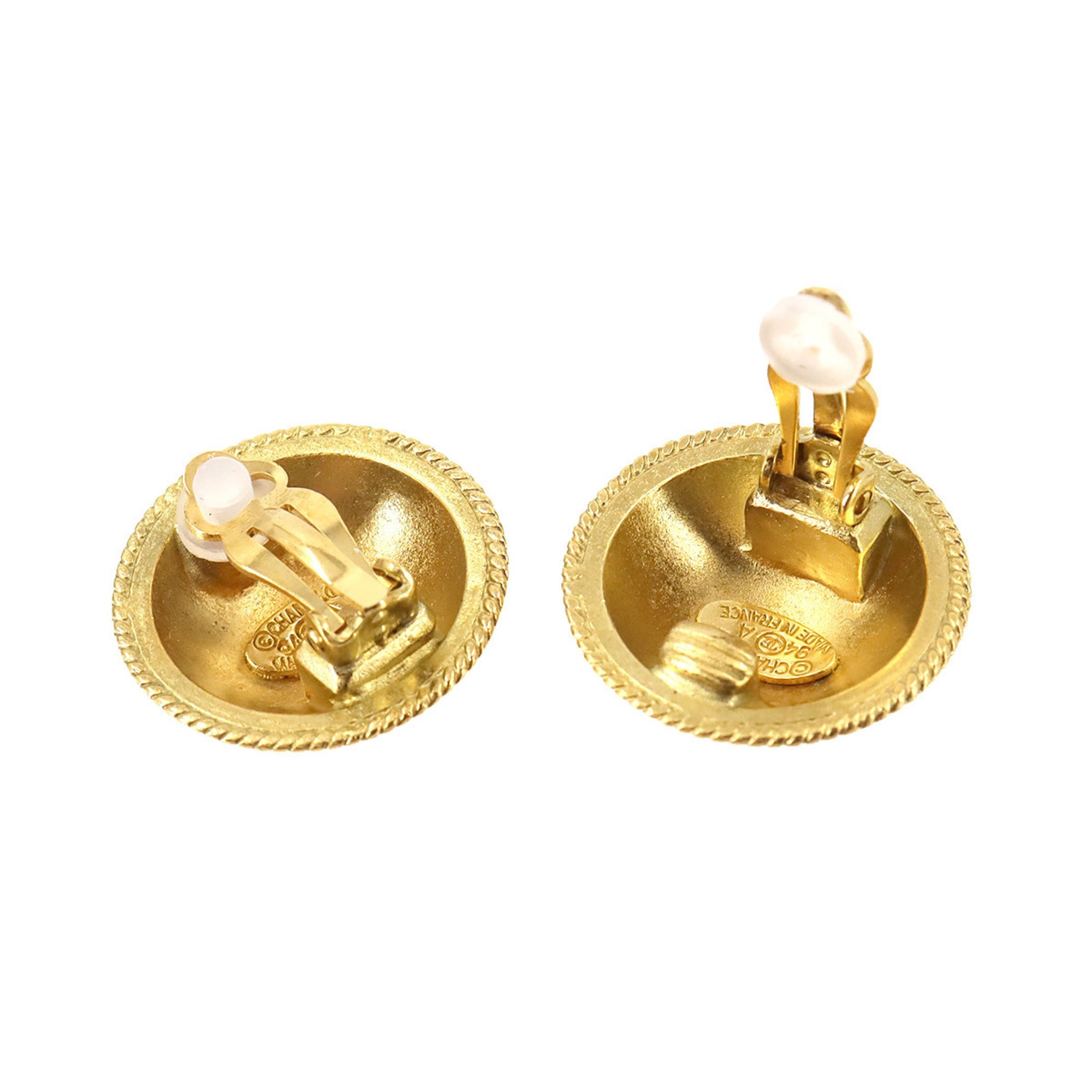 CHANEL Coco Mark Earrings Gold 94A