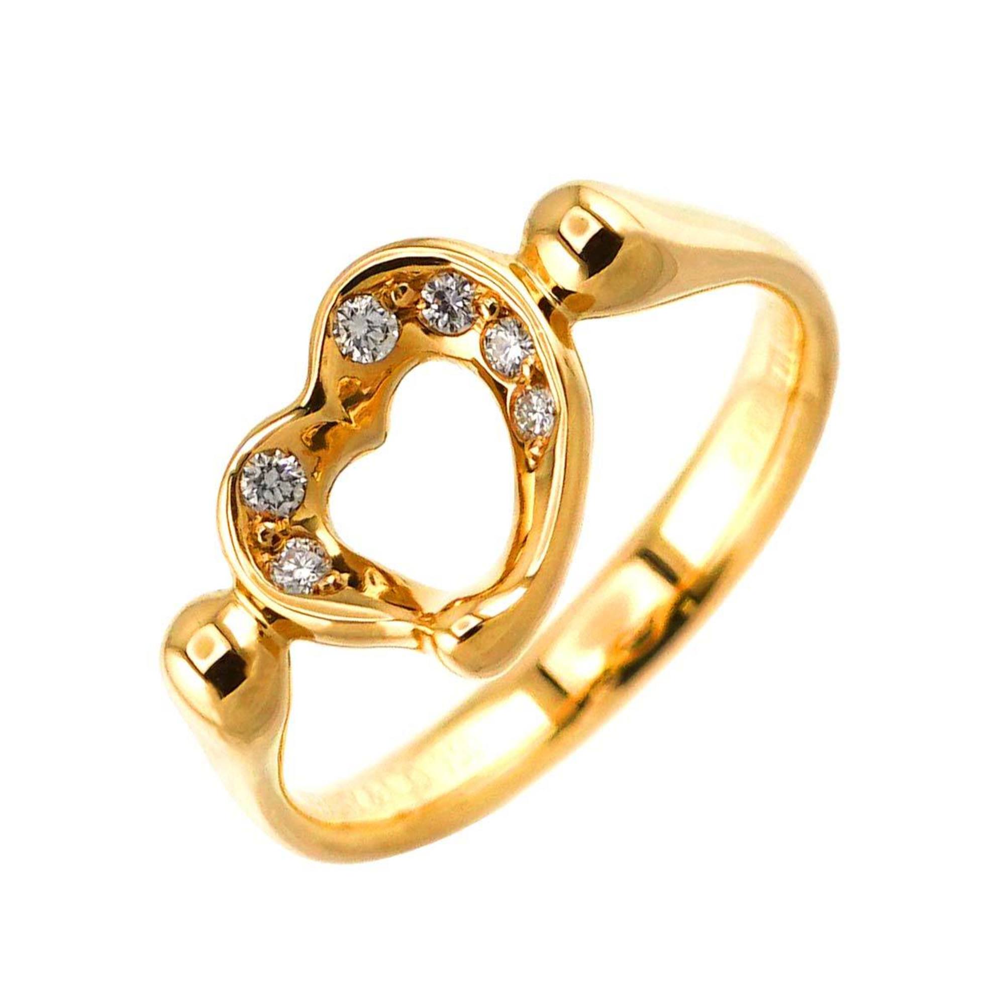 Tiffany & Co. Heart Ring Diamond K18 YG Yellow Gold 750 Open