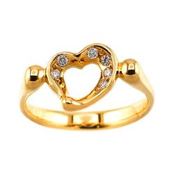 Tiffany & Co. Heart Ring Diamond K18 YG Yellow Gold 750 Open