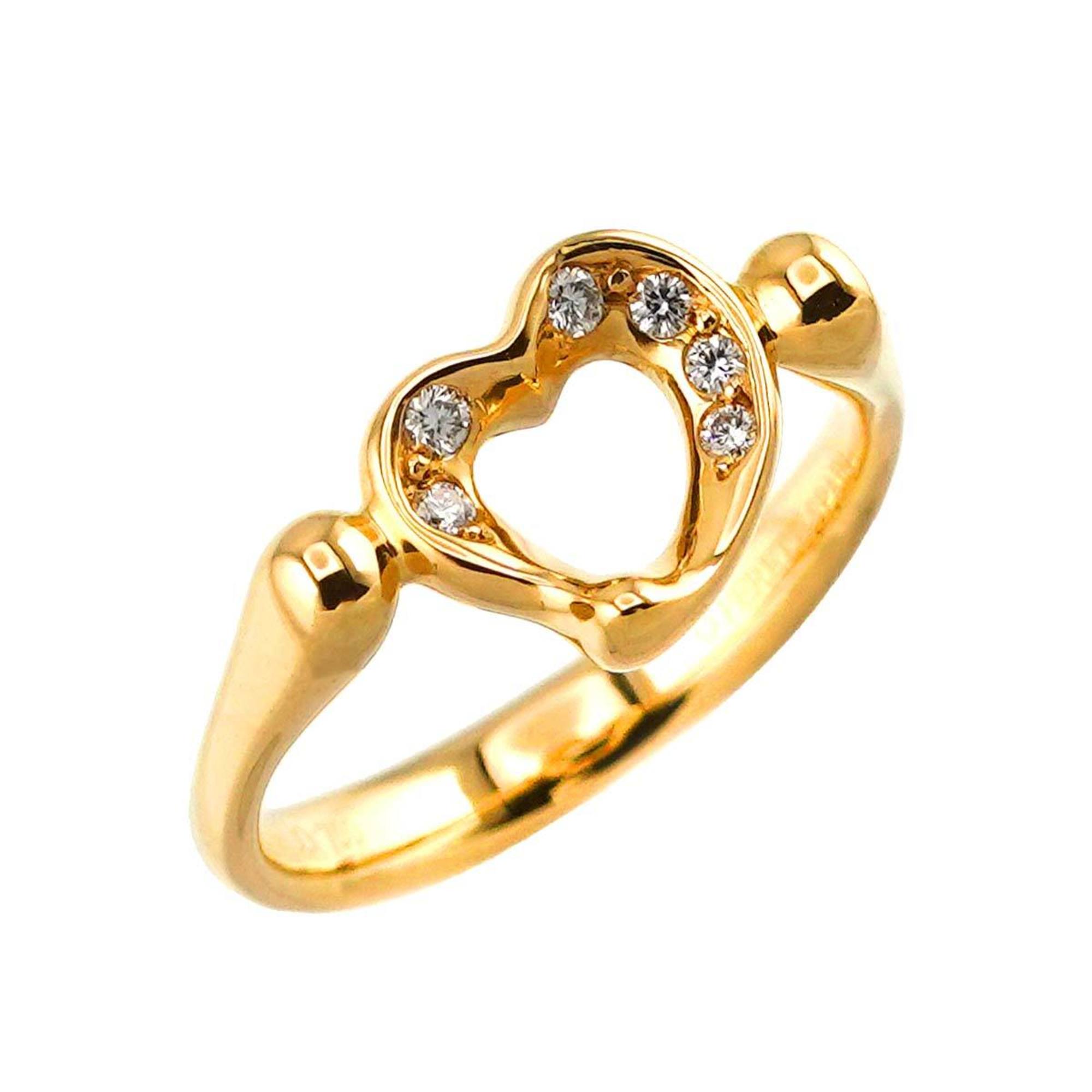 Tiffany & Co. Heart Ring Diamond K18 YG Yellow Gold 750 Open