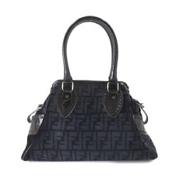 FENDI Etnico Zucca pattern handbag pile leather navy black 8BN157 Bag