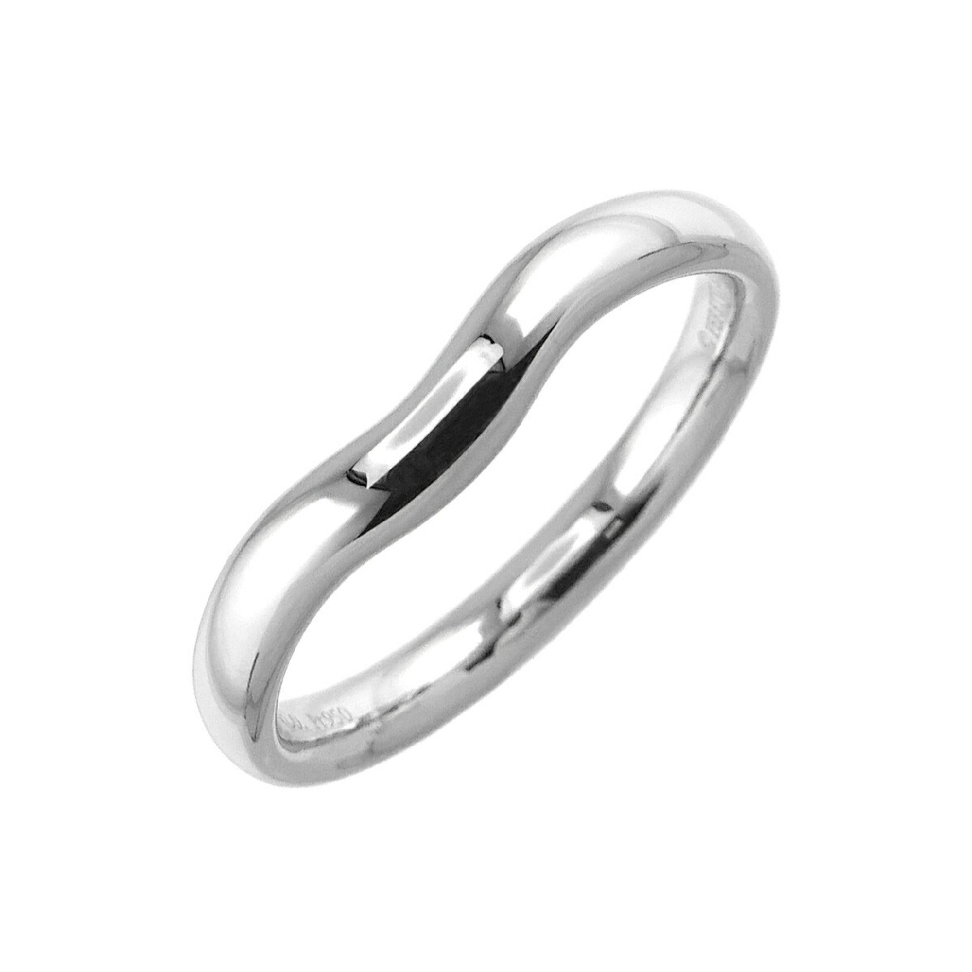 Tiffany & Co. Wide Curved Band Ring Diamond Pt Platinum