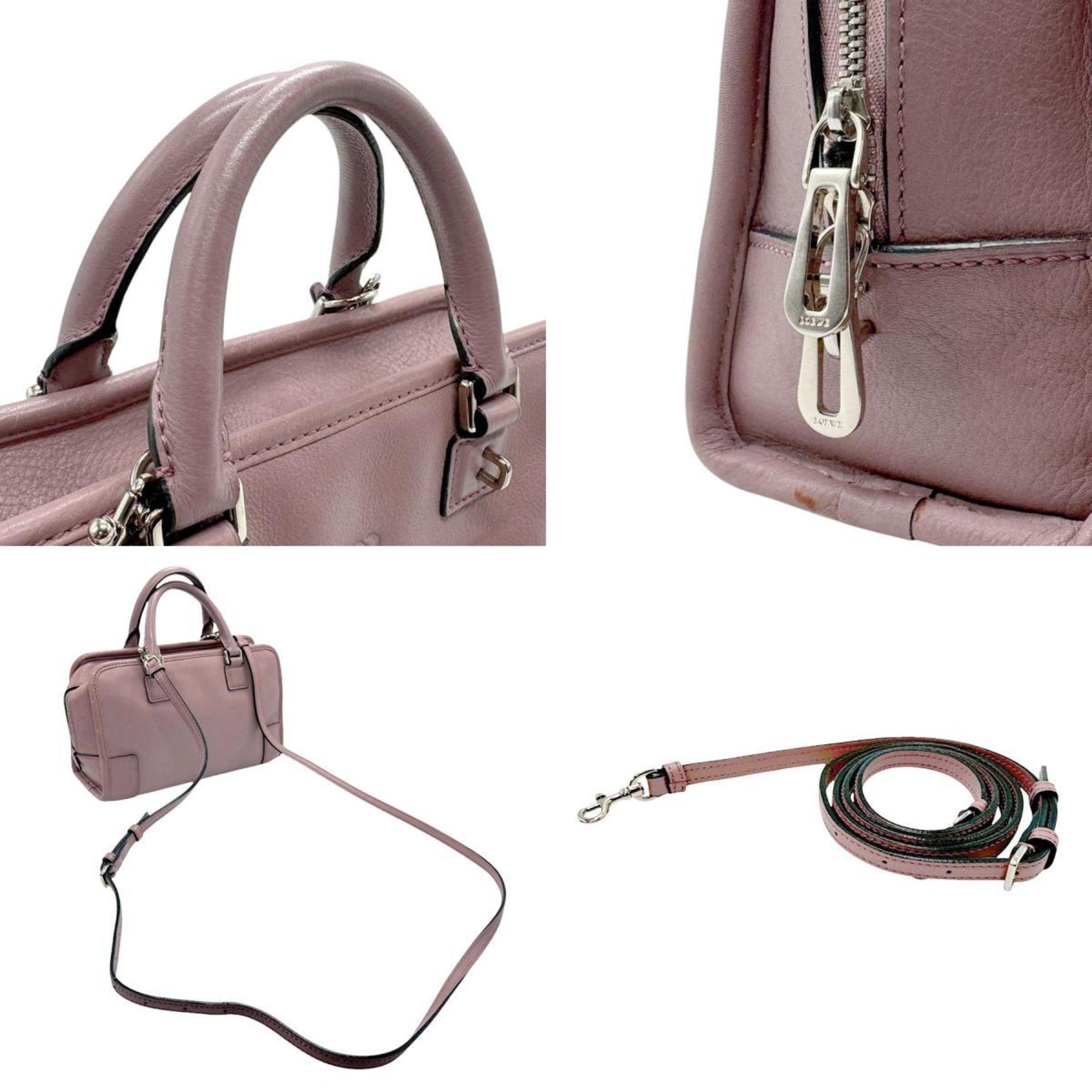 LOEWE Handbag Shoulder Bag Amazona 23 Leather Dark Pink Purple Silver Women's z2791