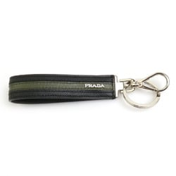 PRADA Keyring Leather Black x Khaki Men's Women's r10242g