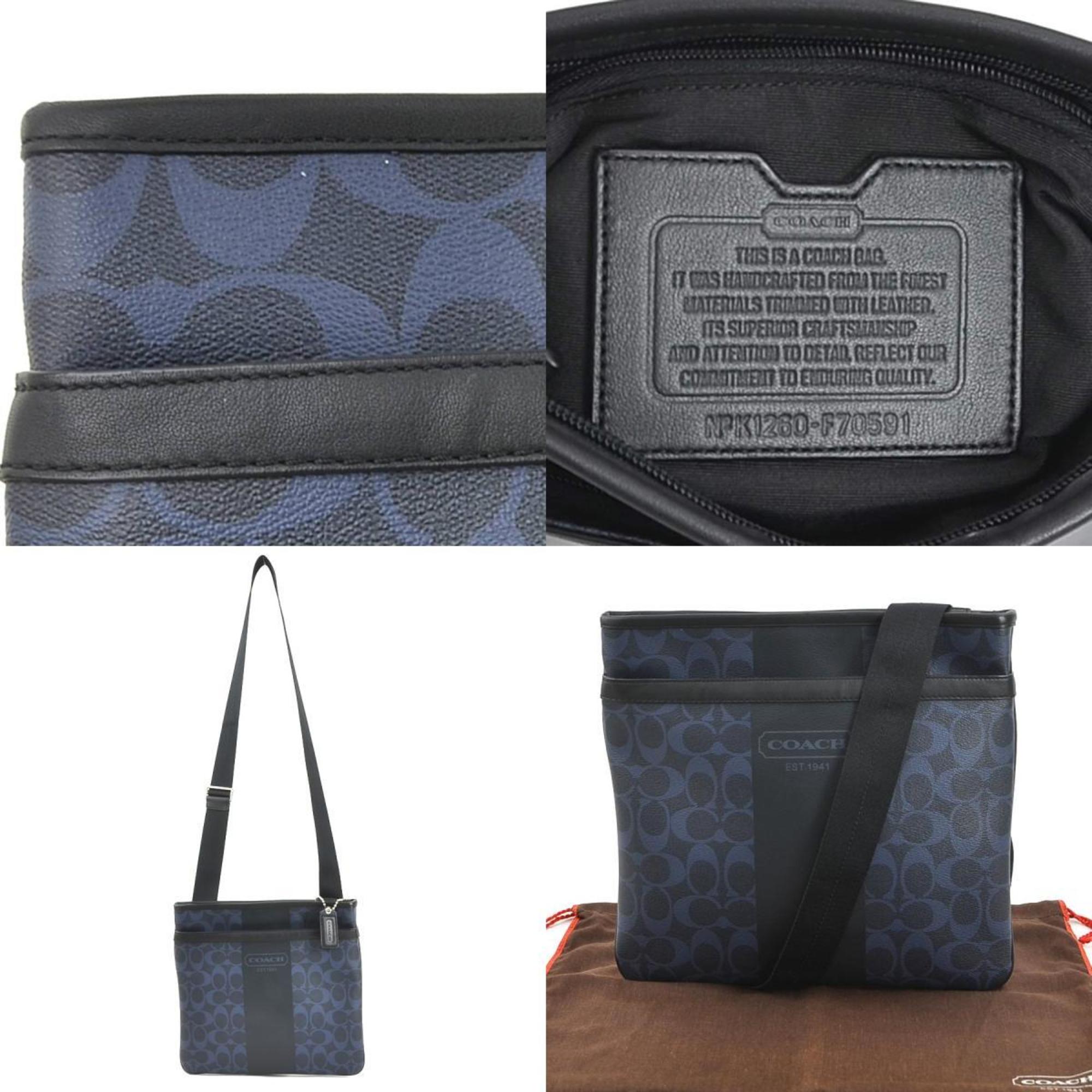 COACH shoulder bag signature leather navy men's 55759k