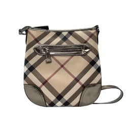 Burberry shoulder bag, coated canvas, leather, beige x metallic khaki, women's b0120