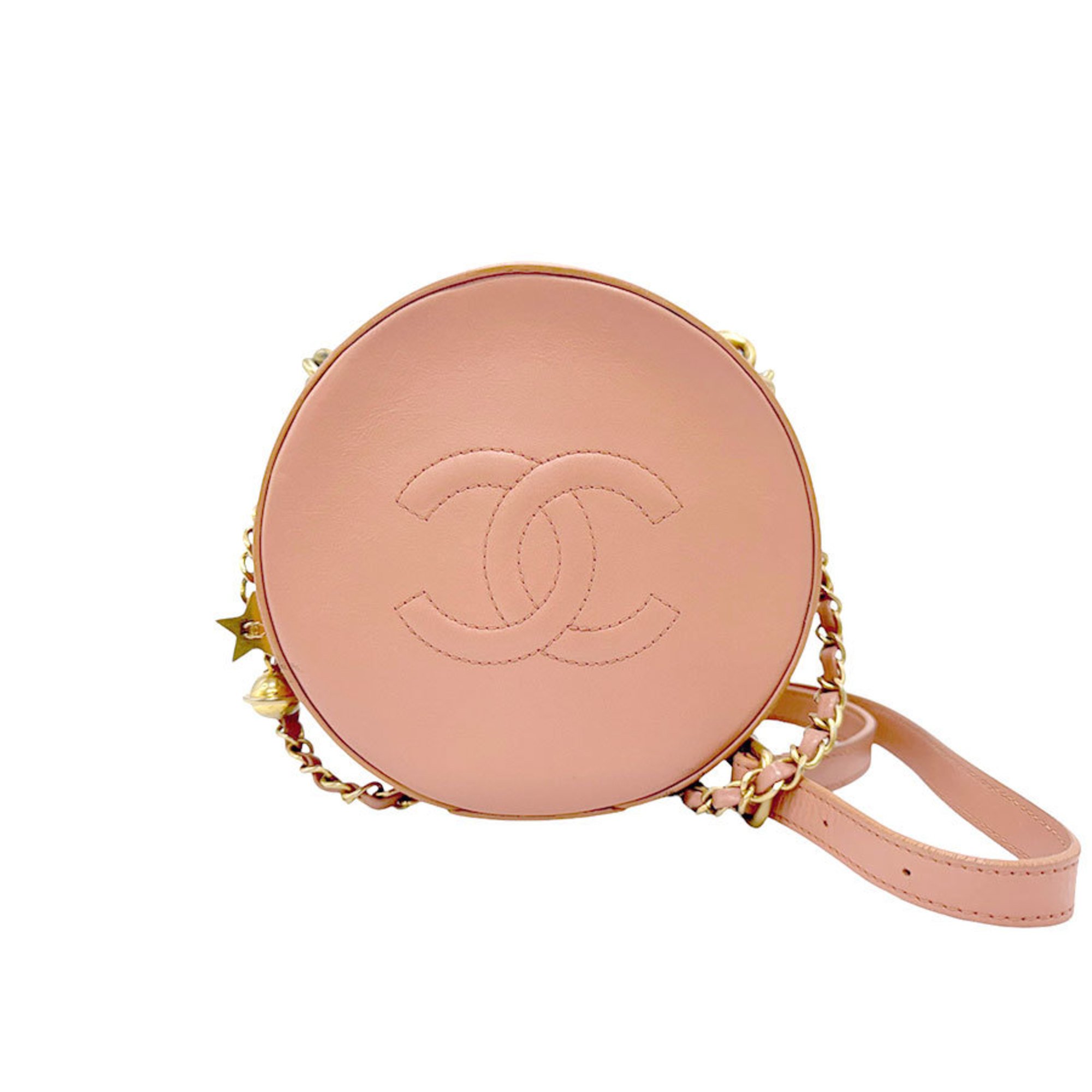 CHANEL Shoulder Bag Leather Coral Pink Women's z2750