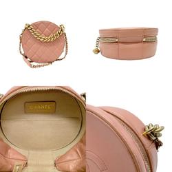 CHANEL Shoulder Bag Leather Coral Pink Women's z2750