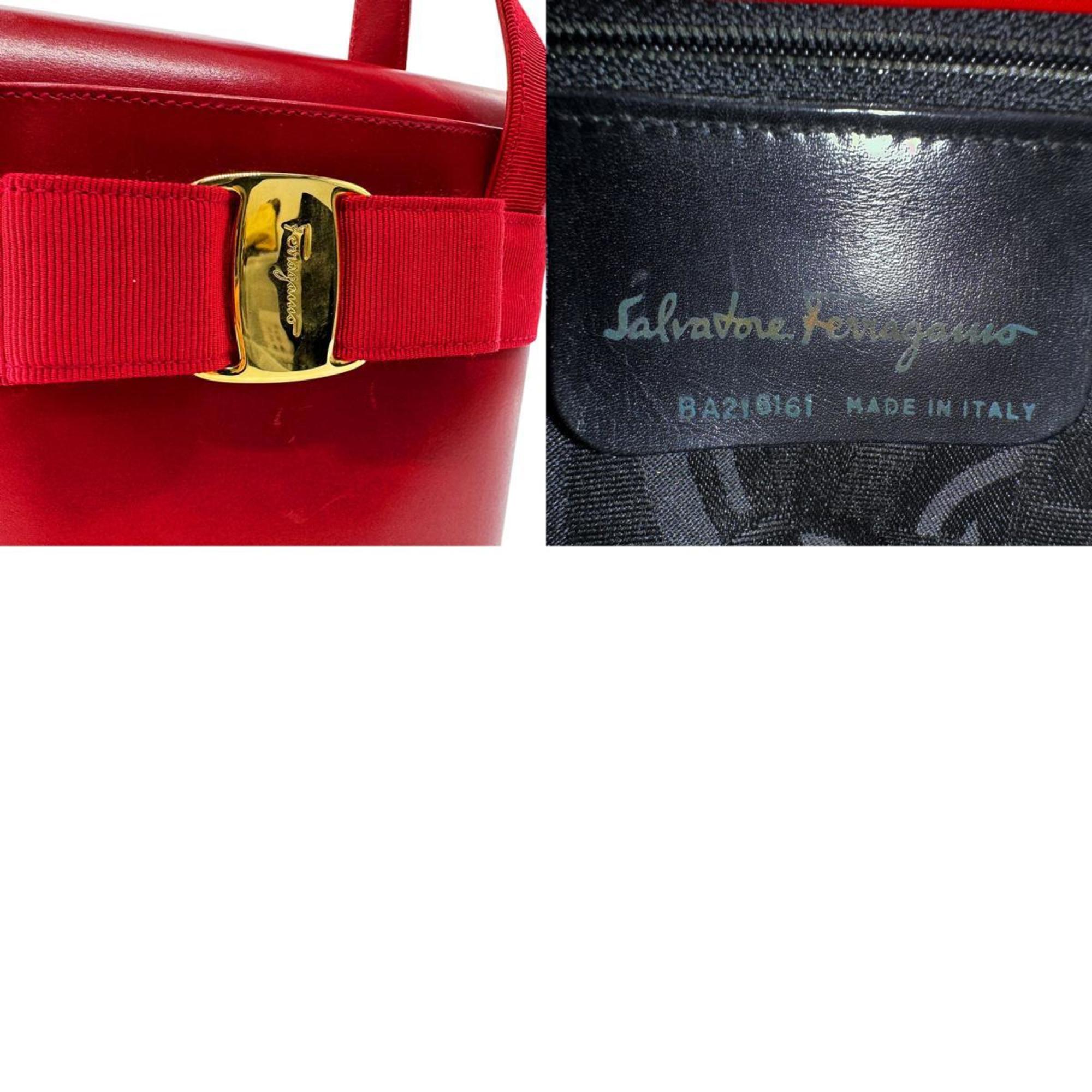 Salvatore Ferragamo handbag Vara ribbon leather red ladies b0124