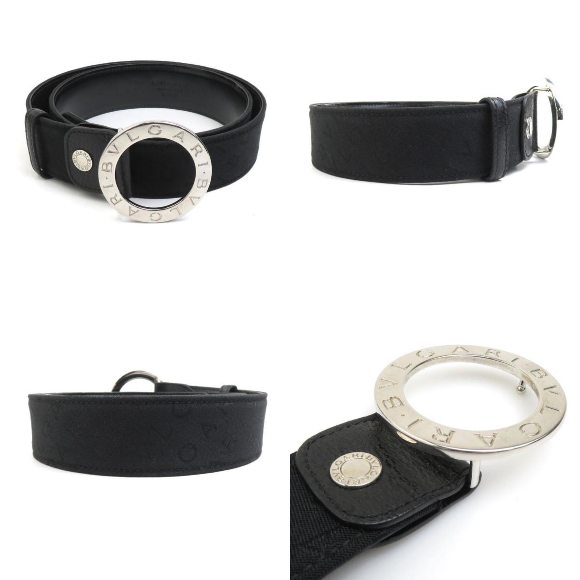 BVLGARI Belt Canvas Leather Black Men's 55777k