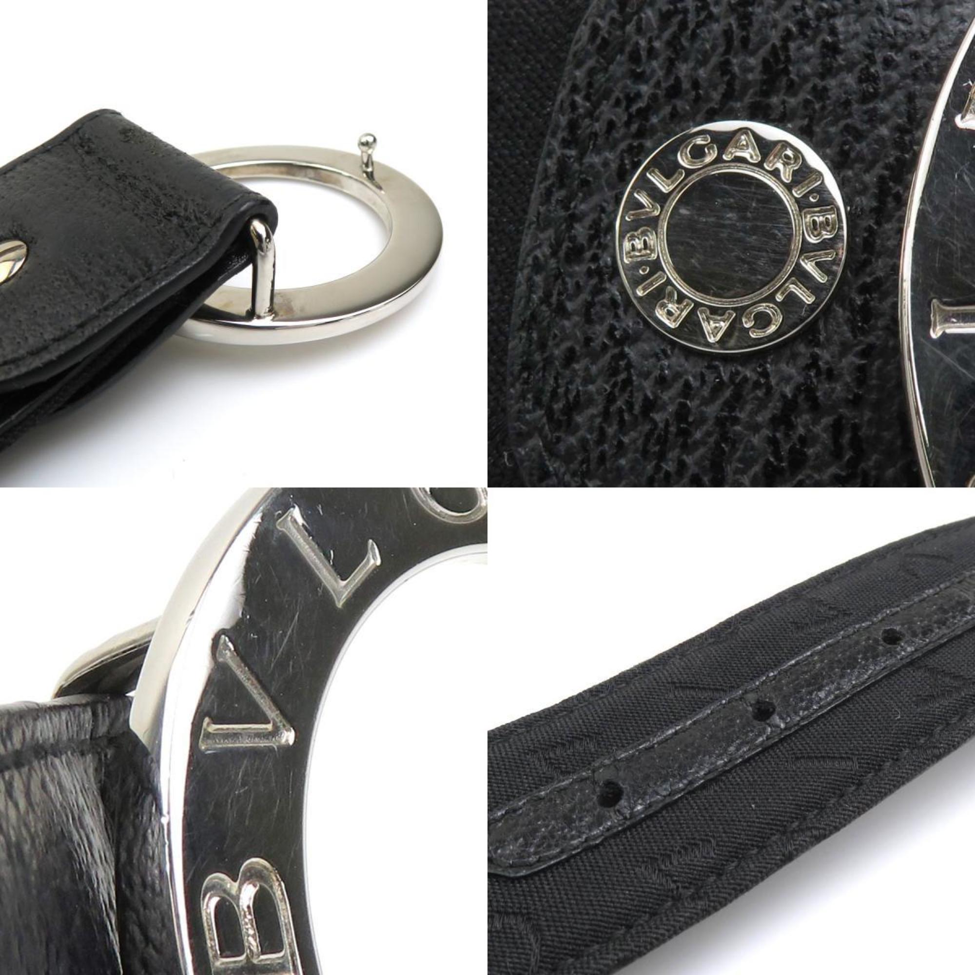 BVLGARI Belt Canvas Leather Black Men's 55777k