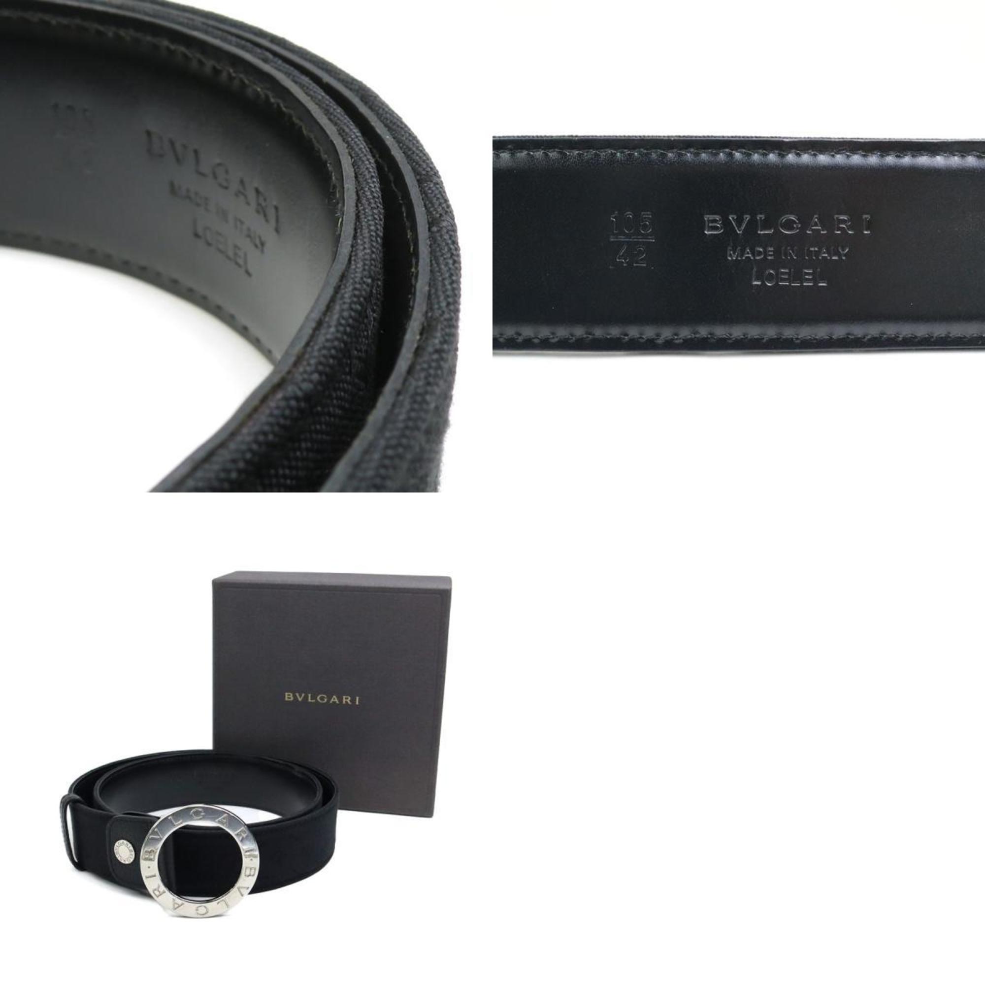 BVLGARI Belt Canvas Leather Black Men's 55777k