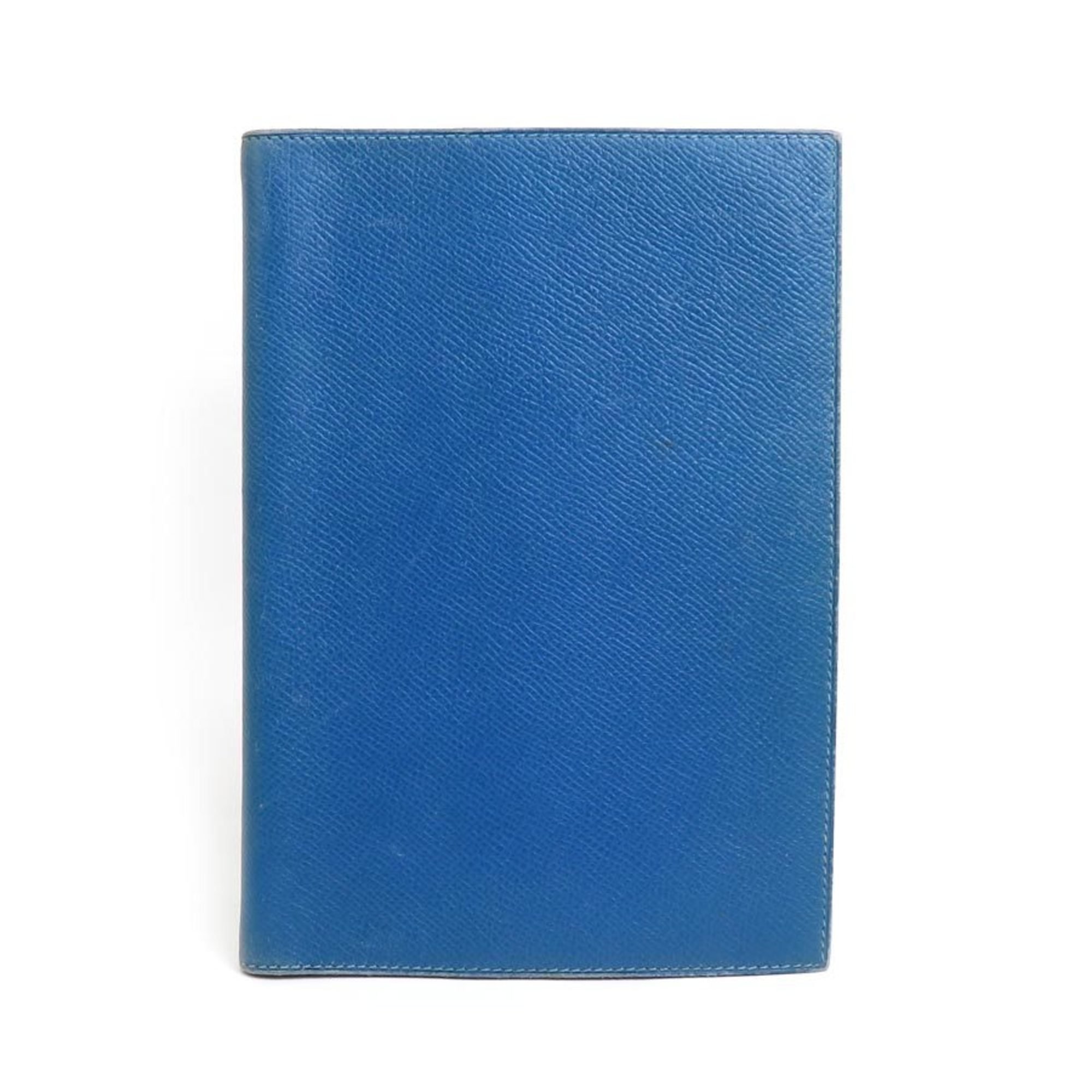 Hermes HERMES notebook cover leather blue men's women's e59518a