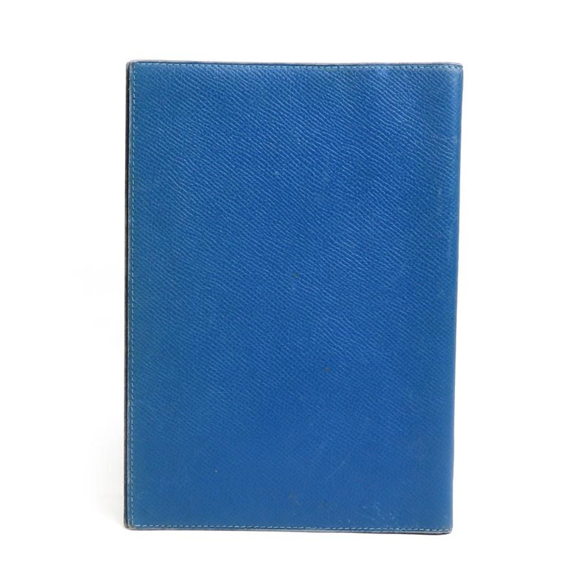 Hermes HERMES notebook cover leather blue men's women's e59518a