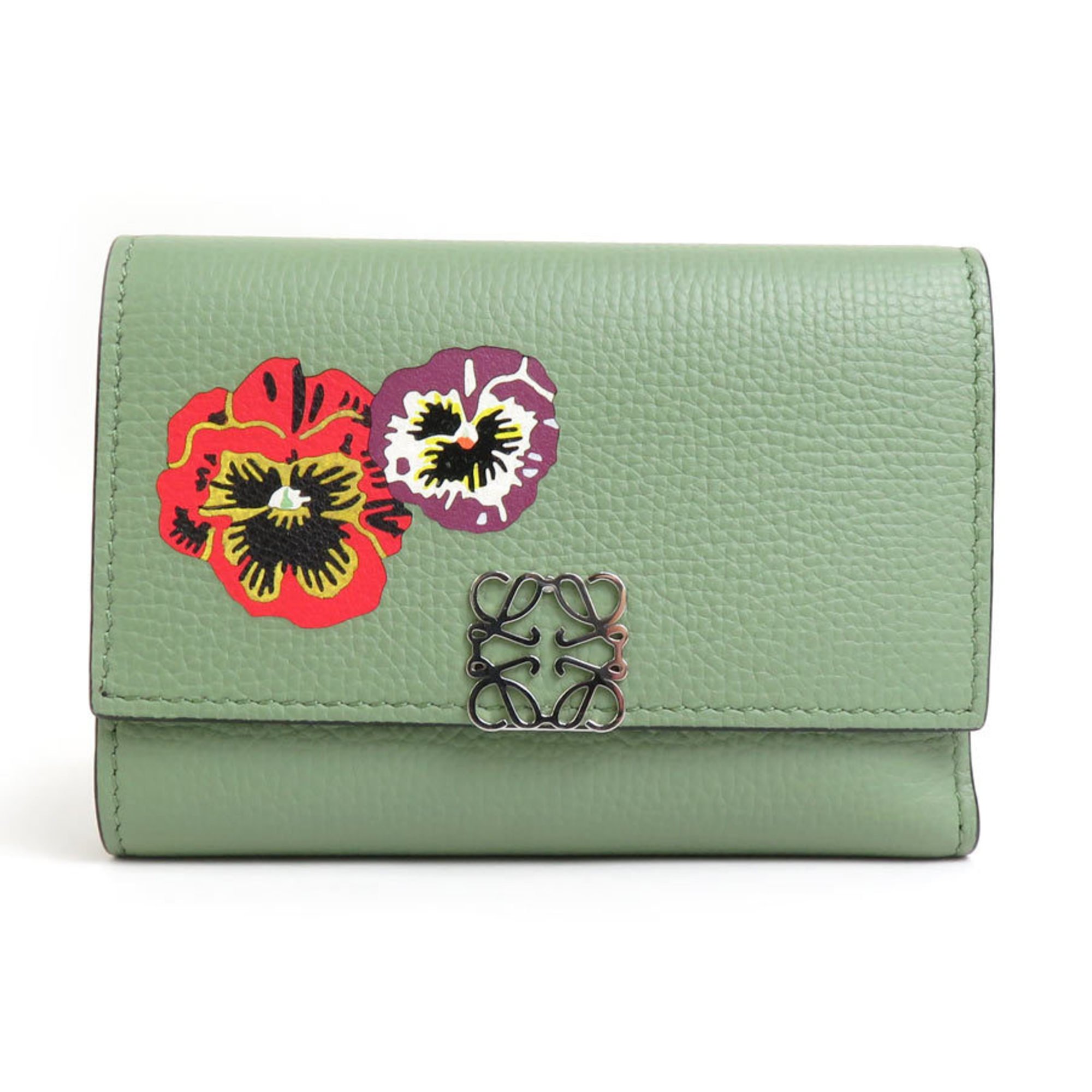 LOEWE Tri-fold Wallet Leather Green Women's r10235j