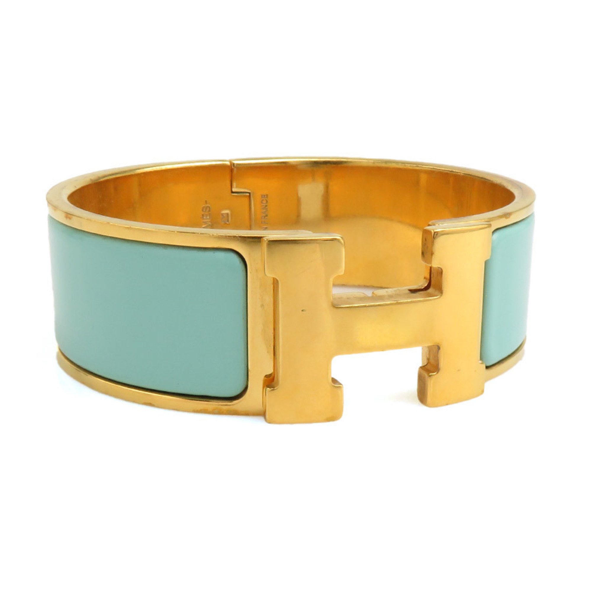 Hermes HERMES Bangle Bracelet Click Clack Metal Enamel Gold Blue Women's e59529a