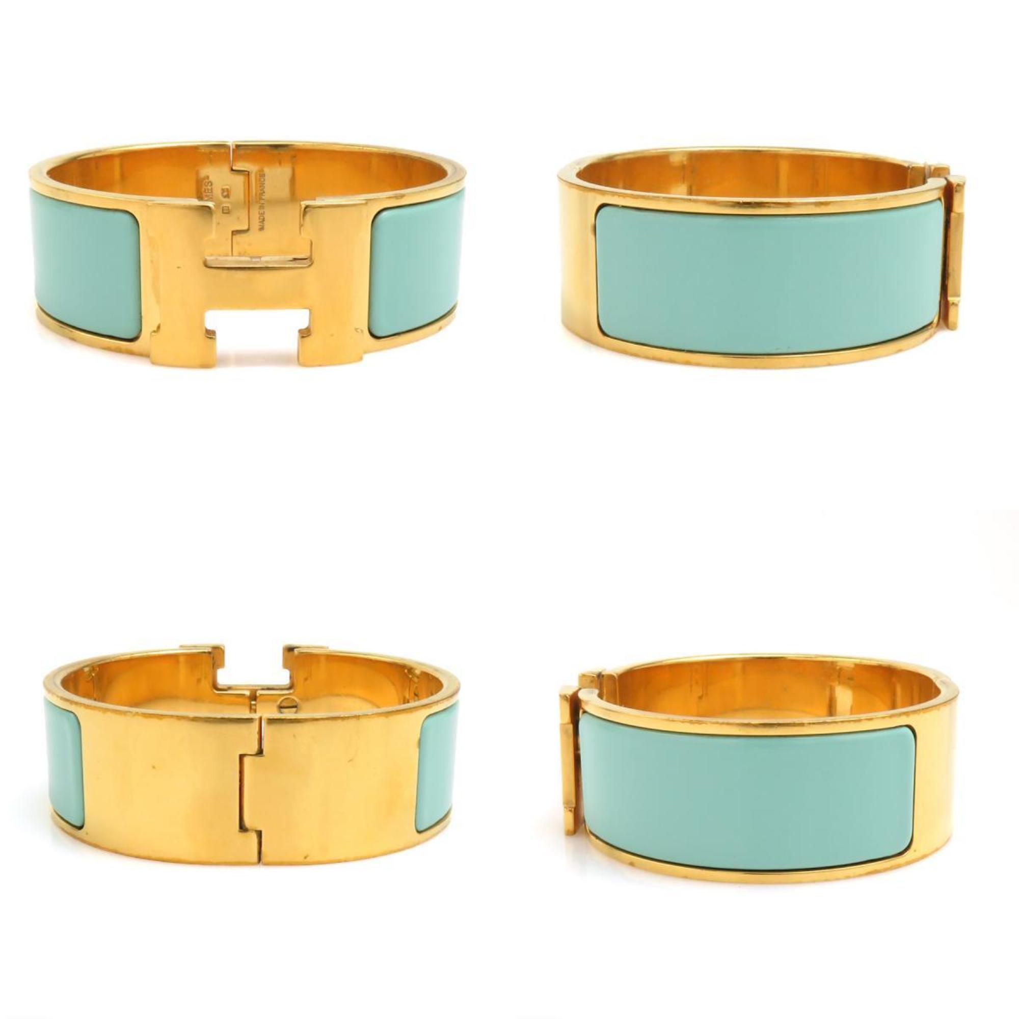 Hermes HERMES Bangle Bracelet Click Clack Metal Enamel Gold Blue Women's e59529a